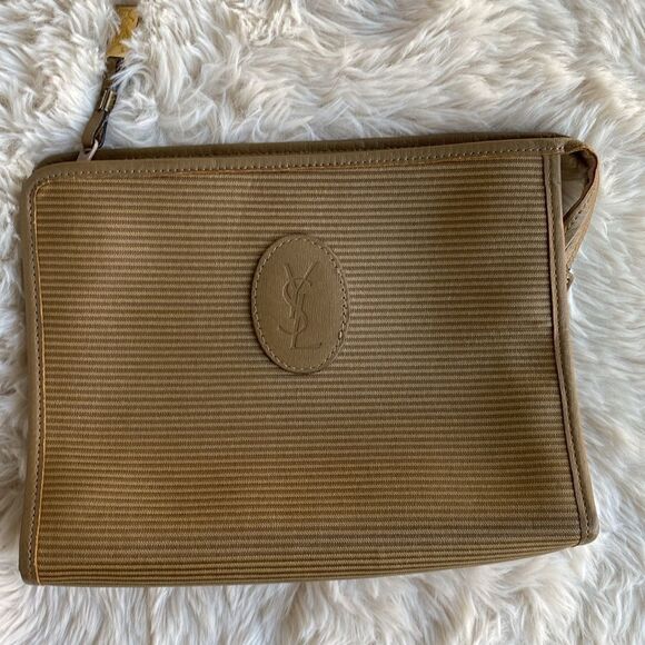 YSL Vintage PVC Leather Clutch Puch Handbag - Picture 2 of 11